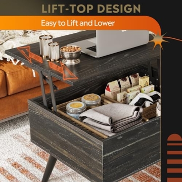 Stylish WLIVE Wood Lift Top Coffee Table for Modern Living