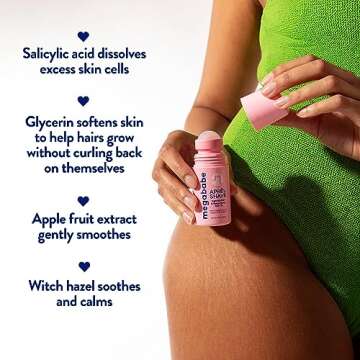 Megababe Après Shave | Post-Shave & Waxing | Ingrown Hair & Razor Bump Roll-On Treatment for Women | Bikini, Armpits & Legs | 3.0 fl oz