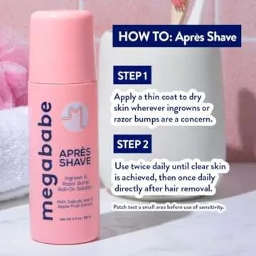 Megababe Après Shave | Post-Shave & Waxing | Ingrown Hair & Razor Bump Roll-On Treatment for Women | Bikini, Armpits & Legs | 3.0 fl oz