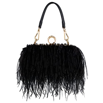 Tessco Women Ostrich Feather Tote Bag for Special Occasions