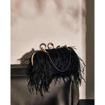 Tessco Women Ostrich Feather Tote Bag for Special Occasions