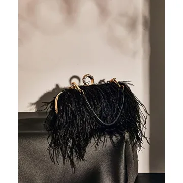 Tessco Women Ostrich Feather Tote Bag for Special Occasions