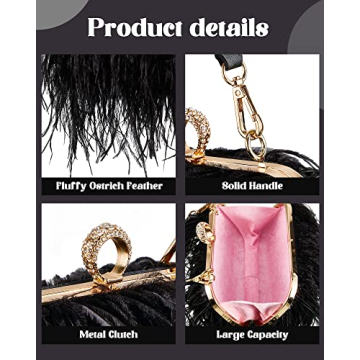 Tessco Women Ostrich Feather Tote Bag for Special Occasions