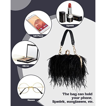 Tessco Women Ostrich Feather Tote Bag for Special Occasions