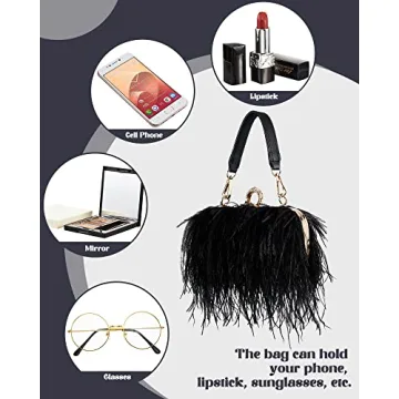 Tessco Women Ostrich Feather Tote Bag for Special Occasions