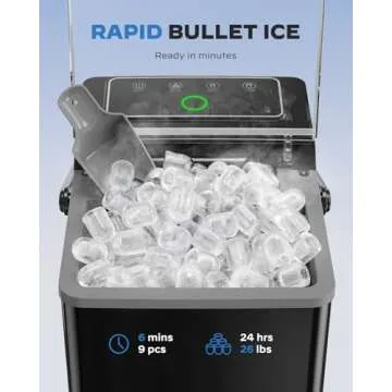 HOMEZAY Countertop Ice Maker, Compact Ice Maker with Larger 2.5L Expanding Ice Basket & 1.8L Water Tank, Smart Touch Control, 9 ICES in 6 Mins, 26 lbs per Day, Self-Cleaning, for Home/Party/Office/RV