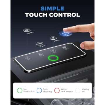 HOMEZAY Countertop Ice Maker, Compact Ice Maker with Larger 2.5L Expanding Ice Basket & 1.8L Water Tank, Smart Touch Control, 9 ICES in 6 Mins, 26 lbs per Day, Self-Cleaning, for Home/Party/Office/RV