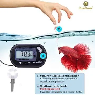 SunGrow Digital Betta Thermometer for Fish Care