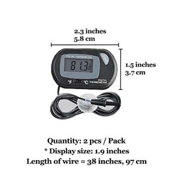 SunGrow Digital Betta Thermometer for Fish Care