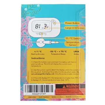 SunGrow Digital Betta Thermometer for Fish Care