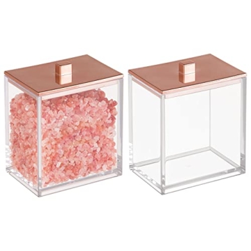 mDesign Rose Gold Bathroom Storage Canisters - Set of 2
