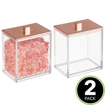 mDesign Rose Gold Bathroom Storage Canisters - Set of 2