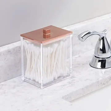 mDesign Rose Gold Bathroom Storage Canisters - Set of 2