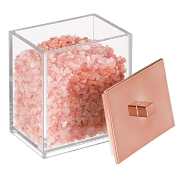 mDesign Rose Gold Bathroom Storage Canisters - Set of 2