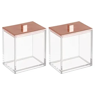 mDesign Rose Gold Bathroom Storage Canisters - Set of 2