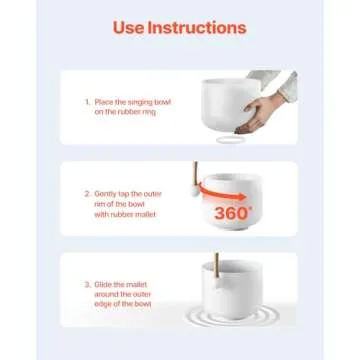 VEVOR Crystal Singing Bowl, 8-inch F Note Heart Chakra Singing Bowl, Frosted Quartz Singing Bowl with Rubber Mallet and O-Ring, Perfect for Meditation, Yoga, Sound Baths, Sound Healing