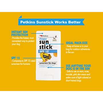 Petkin Dog Sunscreen Sunstick – Sunscreen for Dogs and Puppies, SPF 15 – Simply Rub on Anytime for Instant Sun Protection – Vanilla Coconut Scent, .5 oz Net Weight – Ideal for Home or Travel