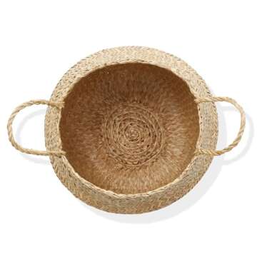 Casafield Large Seagrass Belly Storage Basket with Handles