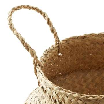 Casafield Large Seagrass Belly Storage Basket with Handles