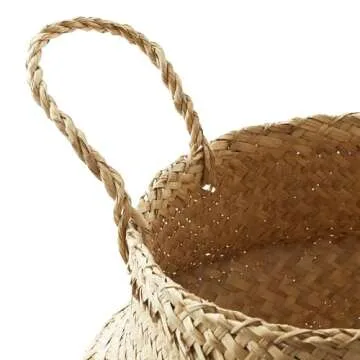 Casafield Large Seagrass Belly Storage Basket with Handles