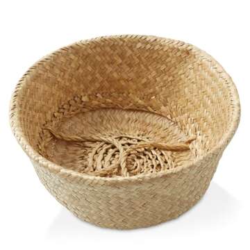 Casafield Large Seagrass Belly Storage Basket with Handles