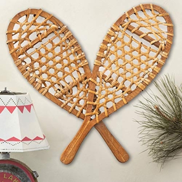 Black Forest Décor - Small Snowshoes Hanging Wall Décor - Vintage Woven Ski and Lodge Décor - 17....