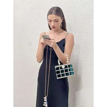 CARIEDO Evening Handbag Women Clutch Purses with Pearl Diamonds for Wedding Prom Birthday Party Dinner Accessories (Green)