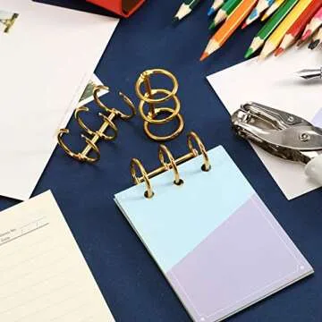 10 Pieces 3 Ring Metal Loose Leaf Binders Book Rings with 20 mm Inner Diameter for DIY Travel Diary, Photo Album, Binding Spines Combs (Gold)