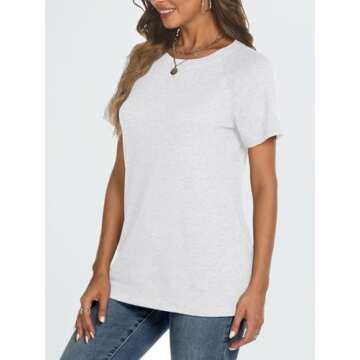 AUTOMET T Shirts Short Sleeve Crewneck Tees for Women Trendy Lightweight Soft Casual Summer Tops Clothes 2025 White S