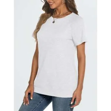 AUTOMET T Shirts Short Sleeve Crewneck Tees for Women Trendy Lightweight Soft Casual Summer Tops Clothes 2025 White S