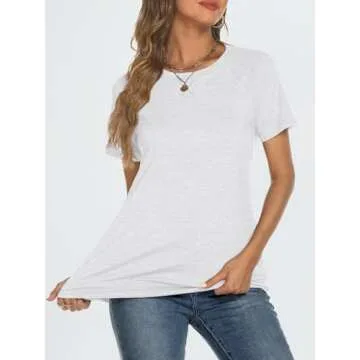 AUTOMET T Shirts Short Sleeve Crewneck Tees for Women Trendy Lightweight Soft Casual Summer Tops Clothes 2025 White S