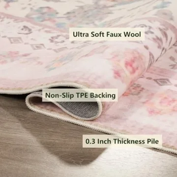 Soft 5x7 Floral Area Rug by Auruge - Machine Washable and Non-Slip