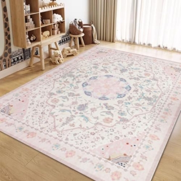 Soft 5x7 Floral Area Rug by Auruge - Machine Washable and Non-Slip