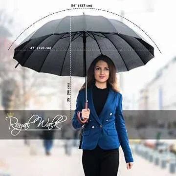 Royal Walk Wind Resistant Large Umbrella - 54 Inch Automatic Style