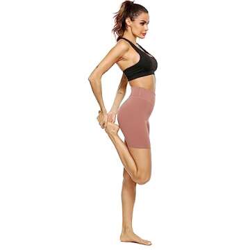 PERSIT Women's High Waist Print Workout Yoga Shorts with 2 Hidden Pockets, Non See-Through Tummy Control Athletic Shorts