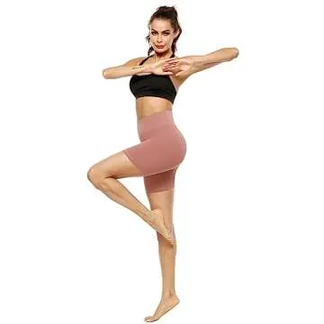 PERSIT Women's High Waist Yoga Shorts with Hidden Pockets