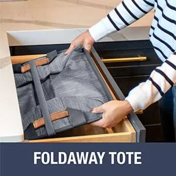 CleverMade Collapsible Fabric Laundry Basket - Durable Pop Up Storage Organizer with Handles - Space-SAVING XL Clothes Hamper with Sturdy Frame, Navy/Grey