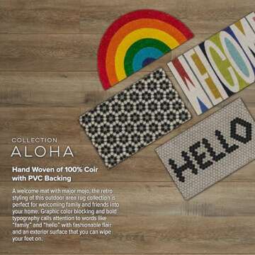 Novogratz Aloha Collection Rainbow Doormat, Half Circle 1'4" x 2'6" Sized Multicolor Welcome Mat