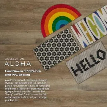 Novogratz Aloha Collection Rainbow Doormat, Half Circle 1'4" x 2'6" Sized Multicolor Welcome Mat