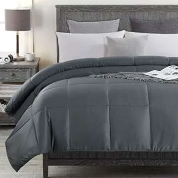 HOMBYS Lightweight Cooling Comforter King Size,100% Rayon Derived from Bamboo Shell Down Alternative Duvet Insert,Grey Soft Summer Comforter for Hot Sleepers,8 Corner Tabs