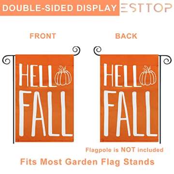 Hello Fall Garden Flag, ESTTOP 12.5x18 Inch Vertical Double Sided Pumpkin Yard Flag, Fall Decoration...