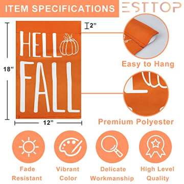 Hello Fall Garden Flag, ESTTOP 12.5x18 Inch Vertical Double Sided Pumpkin Yard Flag, Fall Decorations for Home, Farmhouse Rustic Outdoor Fall Decor