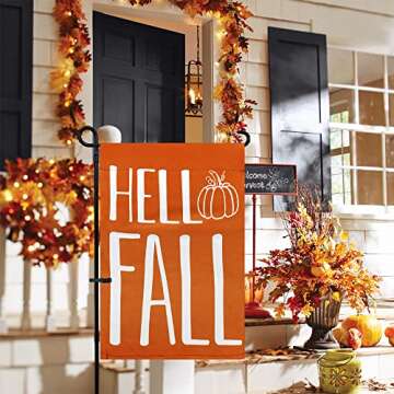 Hello Fall Garden Flag, ESTTOP 12.5x18 Inch Vertical Double Sided Pumpkin Yard Flag, Fall Decorations for Home, Farmhouse Rustic Outdoor Fall Decor