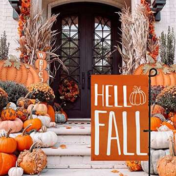 Hello Fall Garden Flag, ESTTOP 12.5x18 Inch Vertical Double Sided Pumpkin Yard Flag, Fall Decorations for Home, Farmhouse Rustic Outdoor Fall Decor