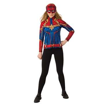 Rubie's Women's Captain Marvel Hero Top and Headpiece Costume, Small US