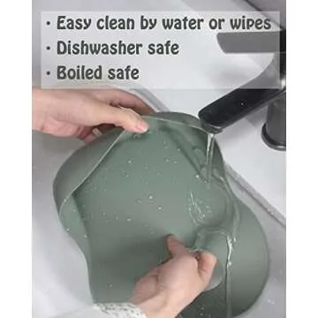 Ginbear Silicone Bibs for Babies, Waterproof Baby Feeding Bibs with Food Catcher Pocket, Adjustable Silicon Bibs for Toddlers (Dark Sage/Almond)