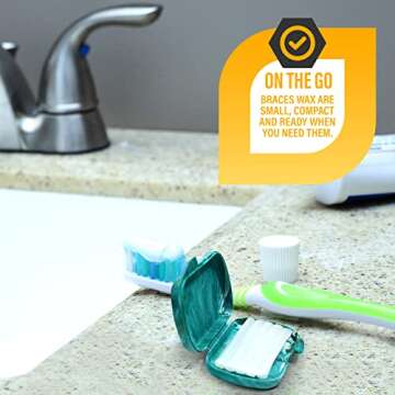 Orthodontic Dental Wax for Braces – Premium Braces Wax in Designer Marble Cases, Tooth Wax for Braces, Clear & Unscented, 6-Pack Assorted Colors