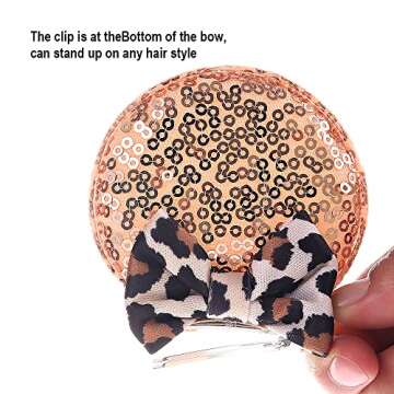 JIAHANG Cheetah Bow Mouse Ear Clips for Theme Birthday Party, Baby Girls' Leopard Print Hair Barrettes Hair Accessories for Toddler School Girls