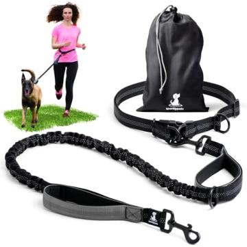 SparklyPets - Hands Free Dog Leash with Reflective Stitches - Waist Leash for Dog Walking, Hiking, T...