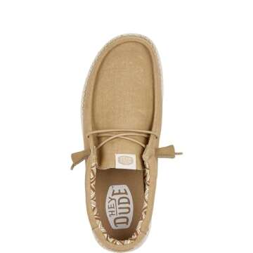 Hey Dude Men's Wally Stretch Canvas Wide Tan Size 11 | Men's Shoes | Men Slip-on Loafers | Comfortab...